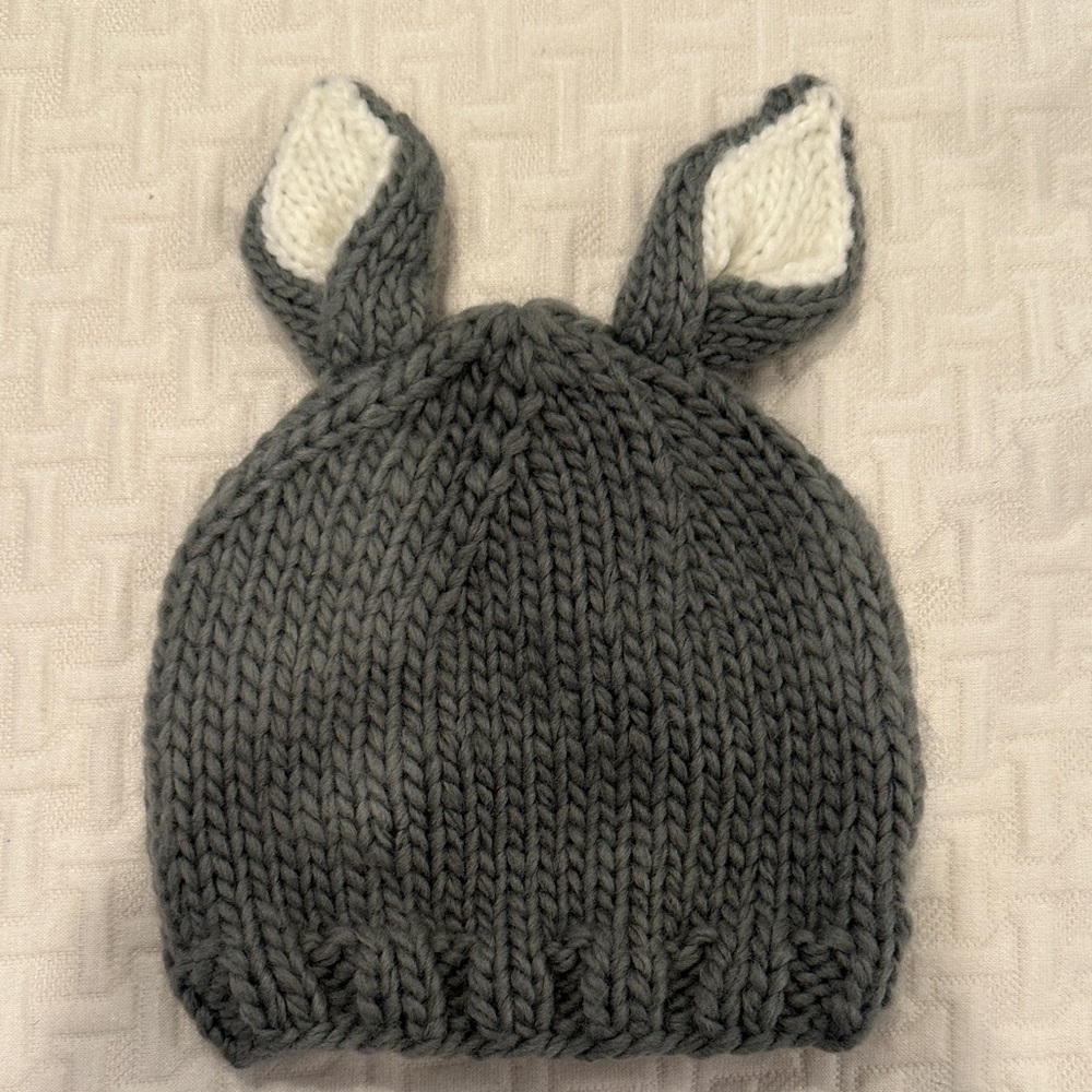 Charming Gray Bunny Ear Knit Hat for Kids